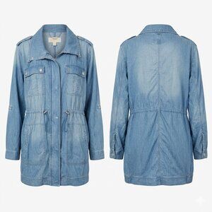 Michael Kors XL Light Wash Denim Utility Field Jacket